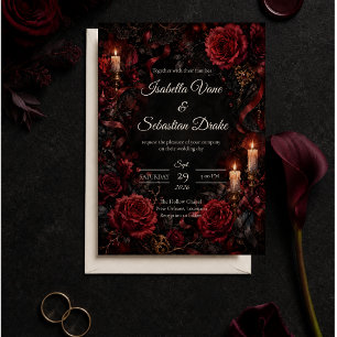 Moody Gothic Rose Wedding Invitation