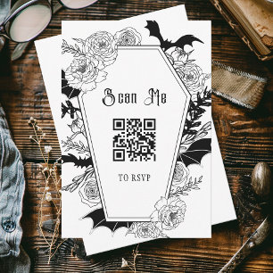 Moody Gothic Wedding QR Code Website RSVP Card