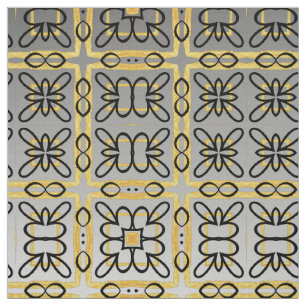 Moody Gray Gold Geometric Cotton Twill Yardage Fabric