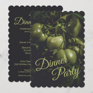 Moody Green Rustic Tomato Dinner Party Invitation
