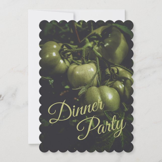 Moody Green Rustic Tomato Dinner Party Invitation (Front)
