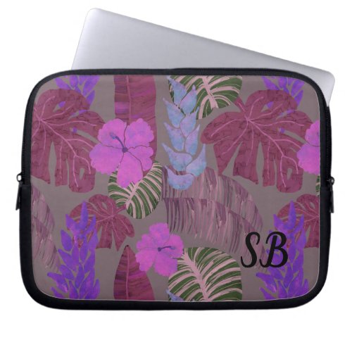 Moody Hawaiian Floral Tropical Foliage Palm Leaves Laptop Sleeve