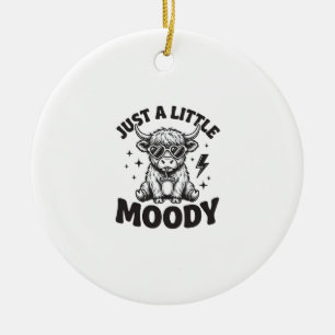 Moody Highland Cow Vintage Engraving Shirt Design_ Ceramic Ornament