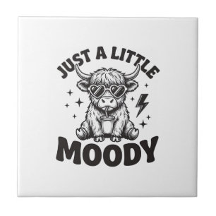 Moody Highland Cow Vintage Engraving Shirt Design_ Ceramic Tile