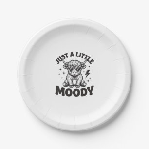 Moody Highland Cow Vintage Engraving Shirt Design_ Paper Plates