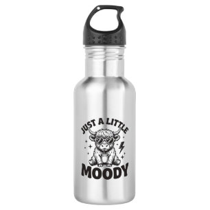 Moody Highland Cow Vintage Engraving Shirt Design_ Stainless Steel Water Bottle