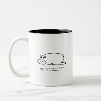 Moody hippo with pun Two-Tone coffee mug