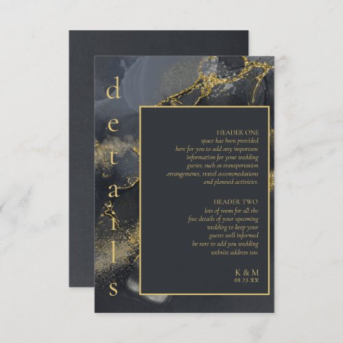 Moody Ink Charcoal Gold Abstract Details ID988 Enclosure Card