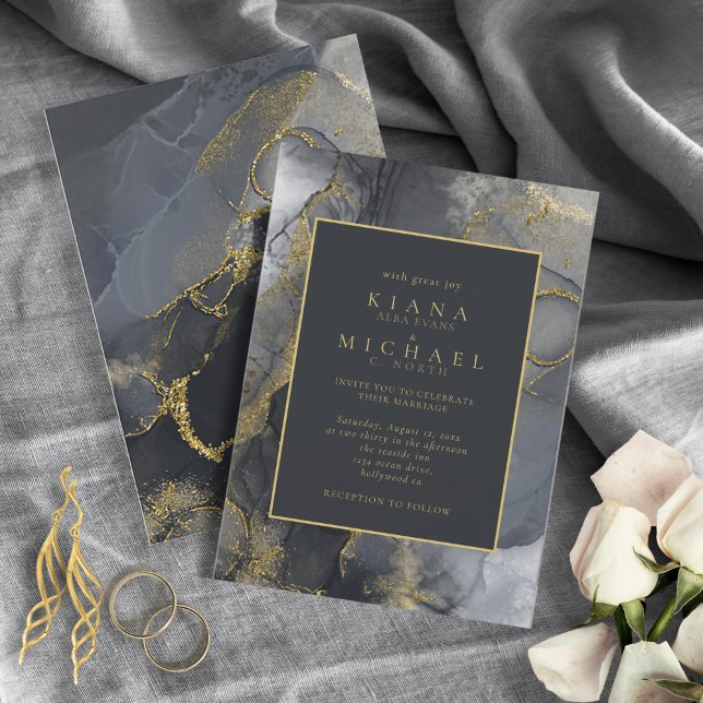 Moody Ink Charcoal Gold Abstract ID988 (Creator Uploaded)