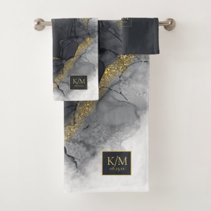 Moody Ink Charcoal Gold Abstract ID988