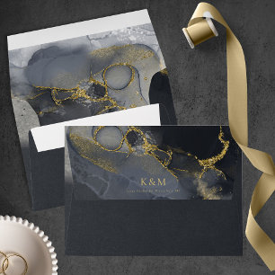 Moody Ink Charcoal Gold Abstract ID988 Envelope
