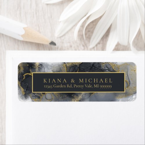 Moody Ink Charcoal Gold Abstract ID988 Label