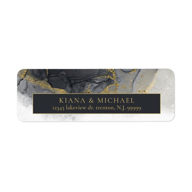 Moody Ink Charcoal Gold Abstract ID988 Label (Front)