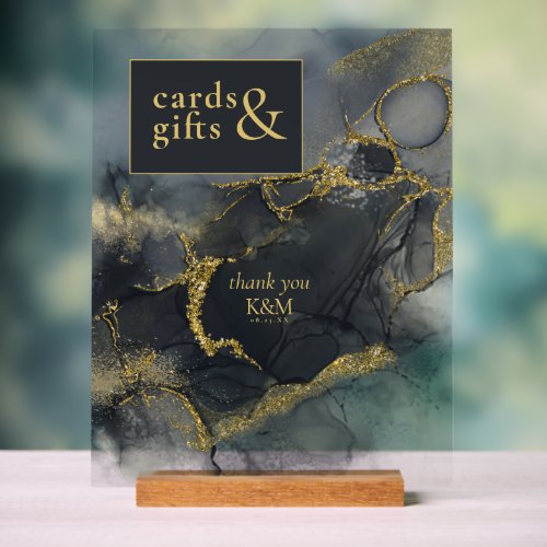Moody Ink Charcoal Gold Cards  Gifts ID988 Acrylic Sign