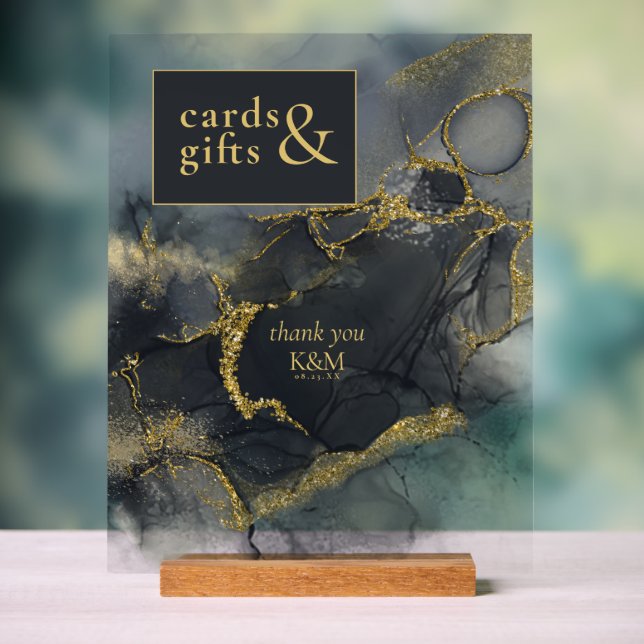 Moody Ink Charcoal Gold Cards & Gifts ID988 Acrylic Sign (Neutral)