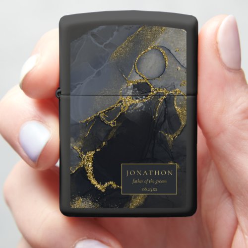 Moody Ink Charcoal Gold Wedding Party ID988 Zippo Lighter