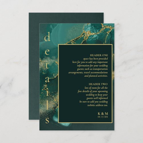 Moody Ink Emerald Gold Abstract Details ID988 Enclosure Card
