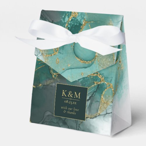 Moody Ink Emerald Gold Abstract ID988 Favor Boxes