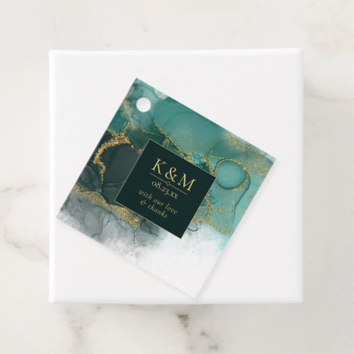 Moody Ink Emerald Gold Abstract ID988 Favor Tags