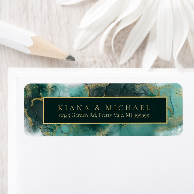 Moody Ink Emerald Gold Abstract ID988 Label (Insitu)