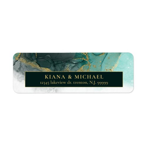 Moody Ink Emerald Gold Abstract ID988 Label