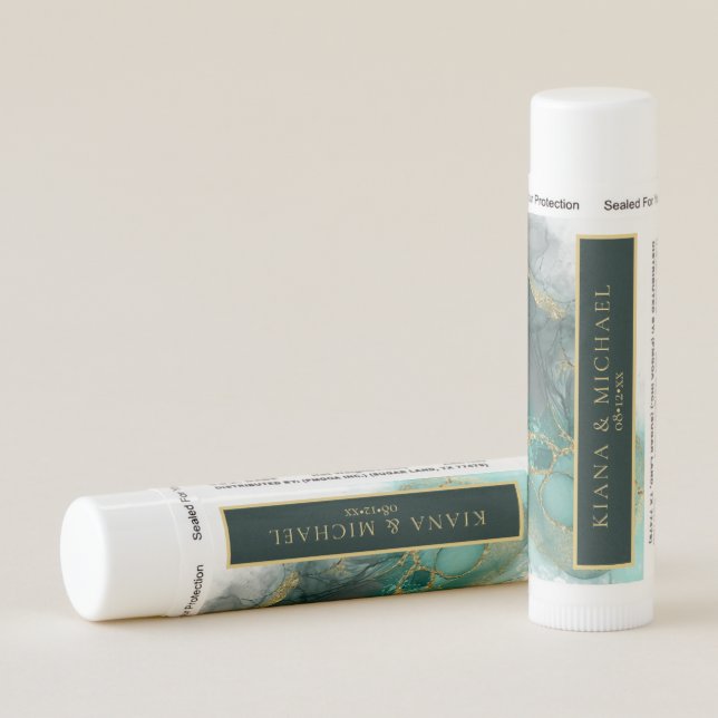 Moody Ink Emerald Gold Abstract ID988 Lip Balm (Rotated Right)