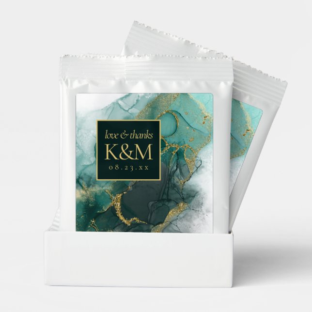 Moody Ink Emerald Gold Abstract ID988 Margarita Drink Mix (Pair)