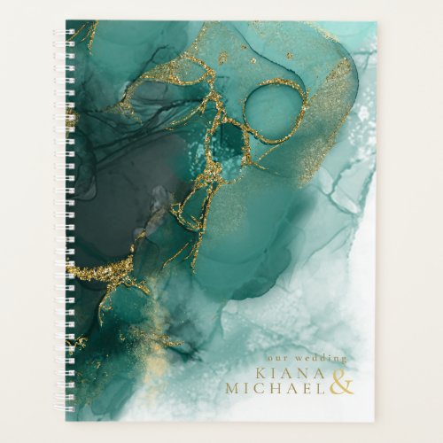Moody Ink Emerald Gold Abstract ID988 Planner