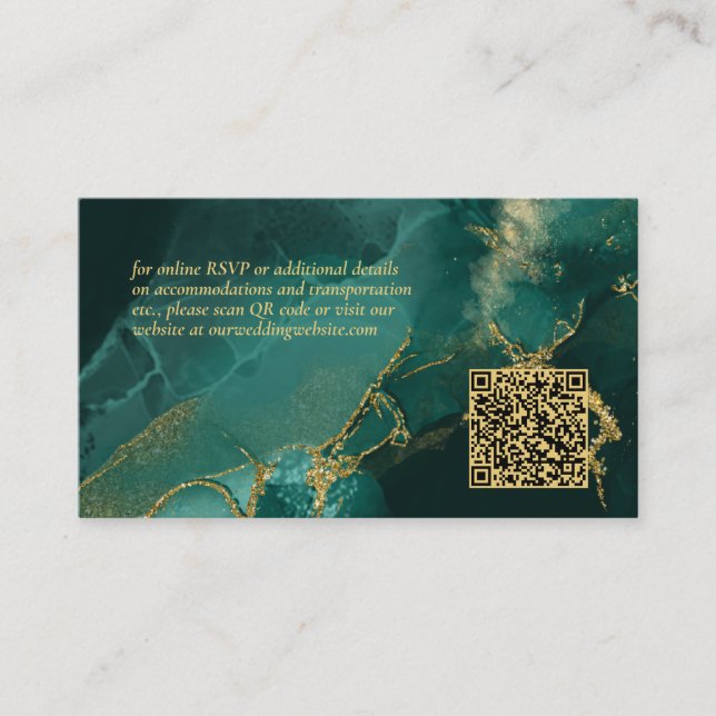 Moody Ink Emerald Gold Abstract Website ID988 Enclosure Card (Front)