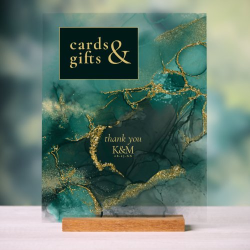 Moody Ink Emerald Gold Cards  Gifts ID988 Acrylic Sign