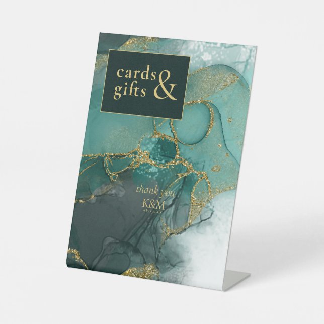 Moody Ink Emerald Gold Cards & Gifts ID988 Pedestal Sign (Front)