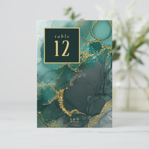 Moody Ink Emerald Gold Table Number ID988