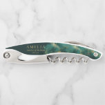 Moody Ink Emerald Gold Wedding Party ID988 Waiter's Corkscrew<br><div class="desc">Your dreams are finally coming true and this flowing, alcohol ink abstract design sets the perfect tone for the fabulous wedding you always imagined. In shades from sea glass green to dark emerald, accented with glittering gold, the wedding party gift corkscrew design shown here, provides a template to easily add...</div>