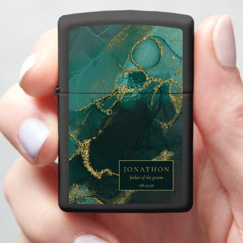 Moody Ink Emerald Gold Wedding Party ID988 Zippo Lighter