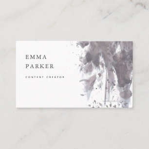 Moody Ink Modern Dark Charcoal Gray and White Business Card