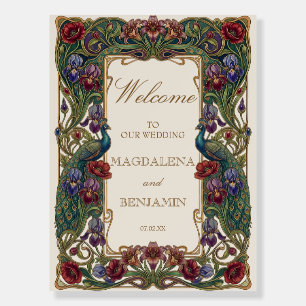 Moody Jewel Tone Art Nouveau Floral Garden Foam Board