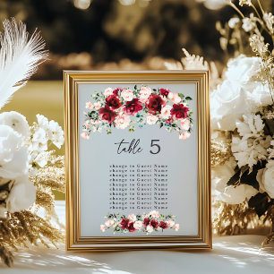 Moody Jewel Tone Burgundy Watercolor Seating Chart