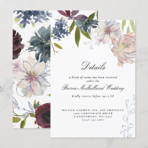Moody Jewel Tone Floral Wedding Guest Information Invitation