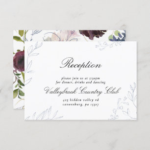 Moody Jewel Tone Floral Wedding Reception Invitation