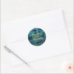 Moody Jewel Tones Monet Lily Pond Fine Art Wedding Classic Round Sticker<br><div class="desc">Bring timeless art and sophistication to your wedding with this dark and moody jewel-tone design featuring a digitally enhanced version of Claude Monet’s famous painting, Water Lilies and Japanese Bridge. The original masterpiece has been artistically refined and color-enhanced to highlight deep emerald, sapphire, and amethyst tones, creating a luxurious, elegant,...</div>