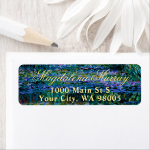 Moody Jewel Tones Monet Lily Pond Fine Art Wedding Label