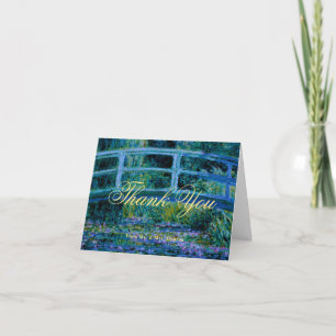 Moody Jewel Tones Monet Lily Pond Fine Art Wedding Letterpress Thank You Card