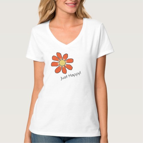 Moody Just Happy Graphic Red Flower all Colors T_Shirt