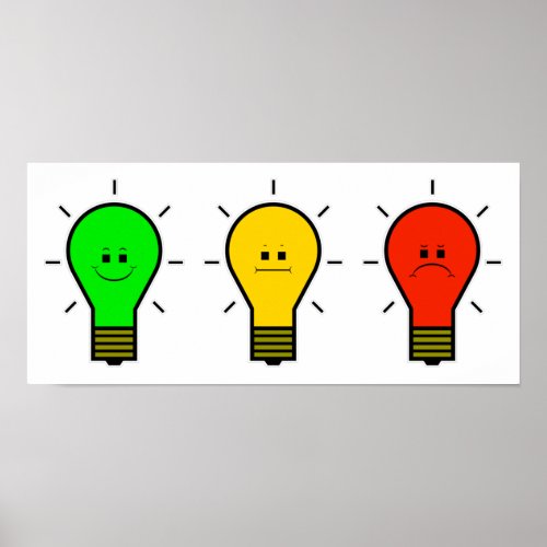 Moody Lightbulbs in Stoplight Colors Poster