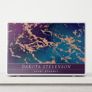 Moody Luxe Marble Deep Purple and Teal Branding HP Laptop Skin