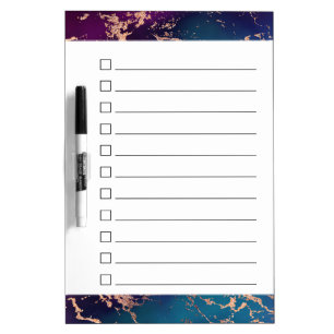 Moody Luxe Marble   Deep Purple and Teal Checklist Dry Erase Board