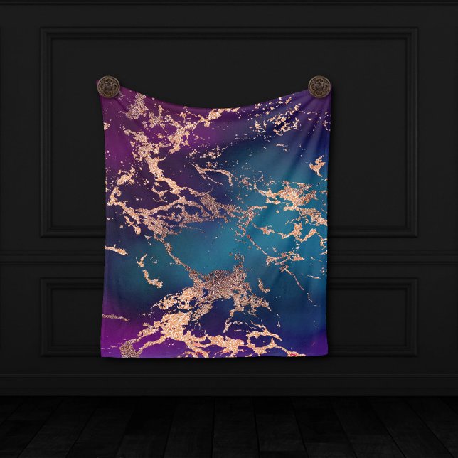 Moody Luxe Marble | Deep Purple and Teal Rose Gold Tapestry (Creator Uploaded)