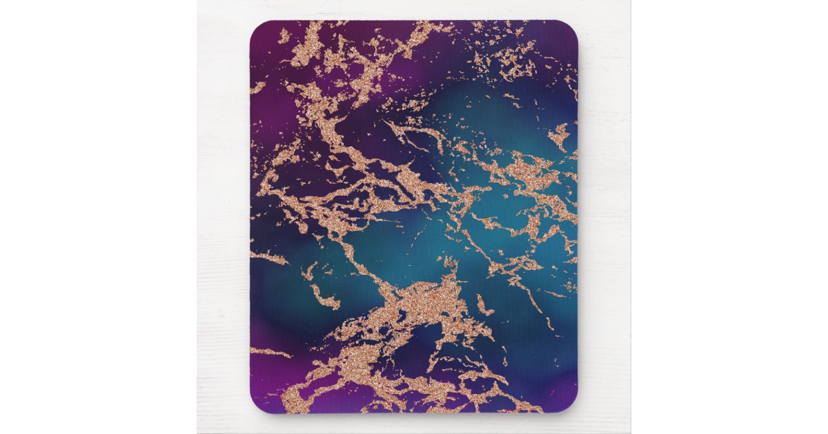 Moody Marble Deep Luxe Purple Teal Rose Gold Mouse Pad Zazzle Com