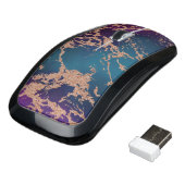 Moody Marble | Luxe Deep Purple Teal Rose Gold Wireless Mouse (Angled)