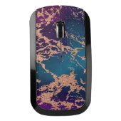 Moody Marble | Luxe Deep Purple Teal Rose Gold Wireless Mouse (Front)